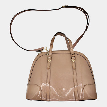 Gucci Guccissima Patent Leather Dome Satchel w/Detachable Strap- Mocha
