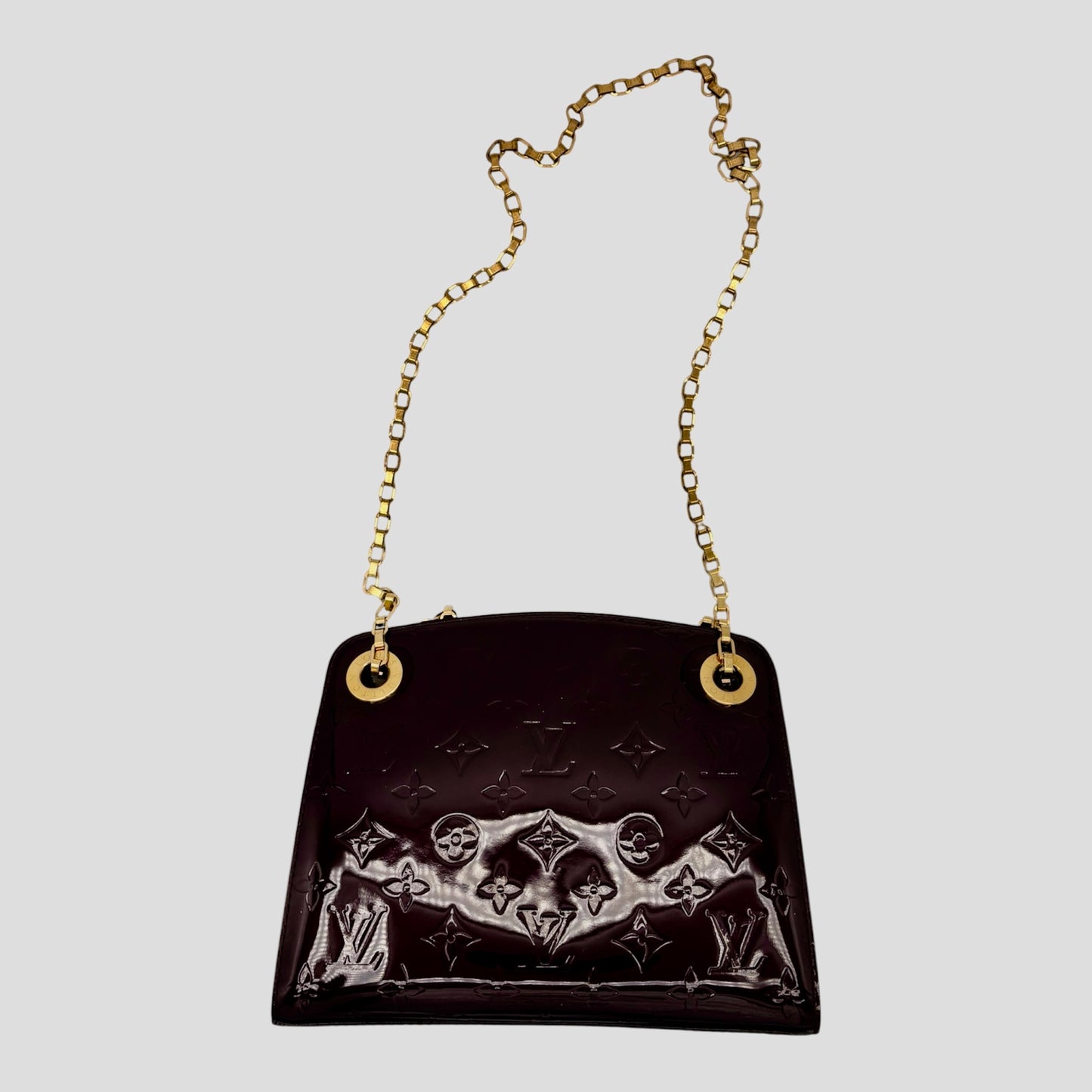 Louis Vuitton Monogram Vernis Patent Shoulder Bag- Black with Gold Chain Strap
