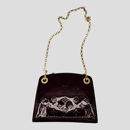 Louis Vuitton Monogram Vernis Patent Shoulder Bag- Black with Gold Chain Strap