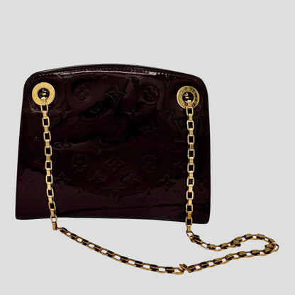 Louis Vuitton Monogram Vernis Patent Shoulder Bag- Black with Gold Chain Strap