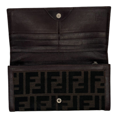 Fendi FF Monogram Continental Wallet- Brown & Black Zucca Canvas