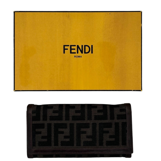 Fendi FF Monogram Continental Wallet- Brown & Black Zucca Canvas