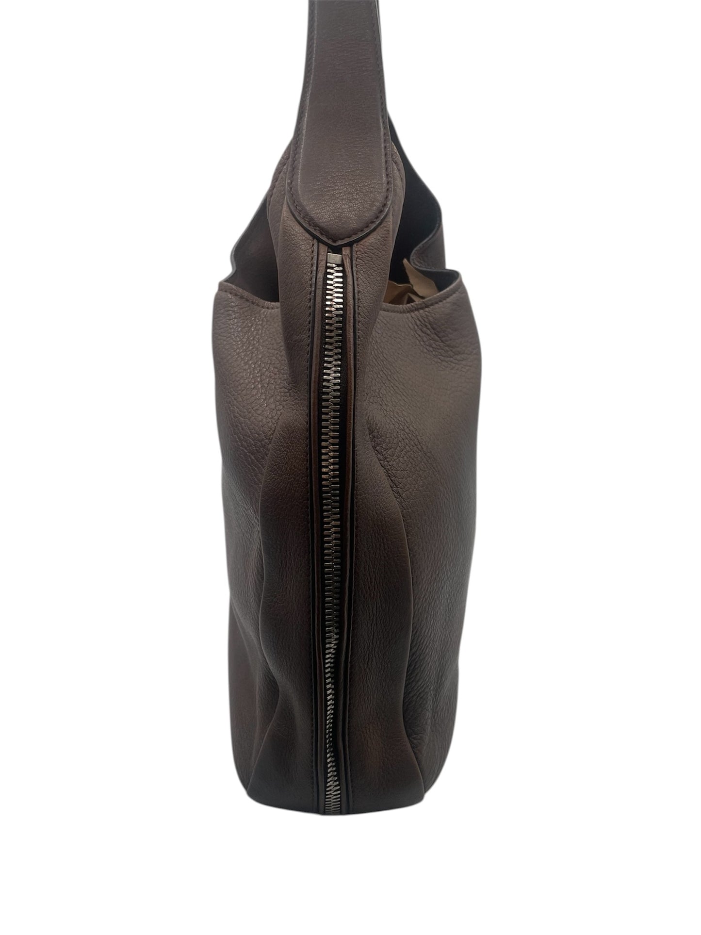 Prada Cervo Zipper HandBag- Brown