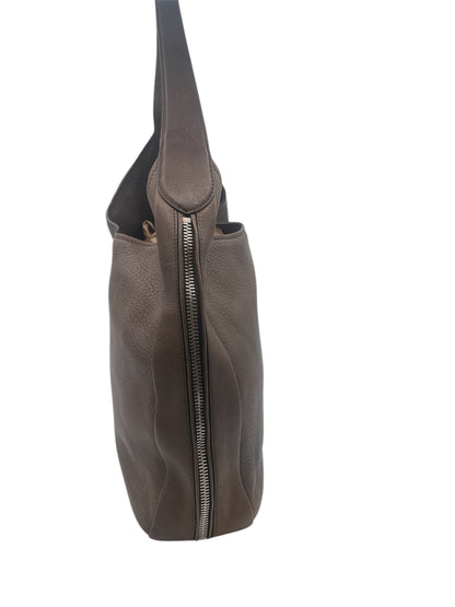 Prada Cervo Zipper HandBag- Brown