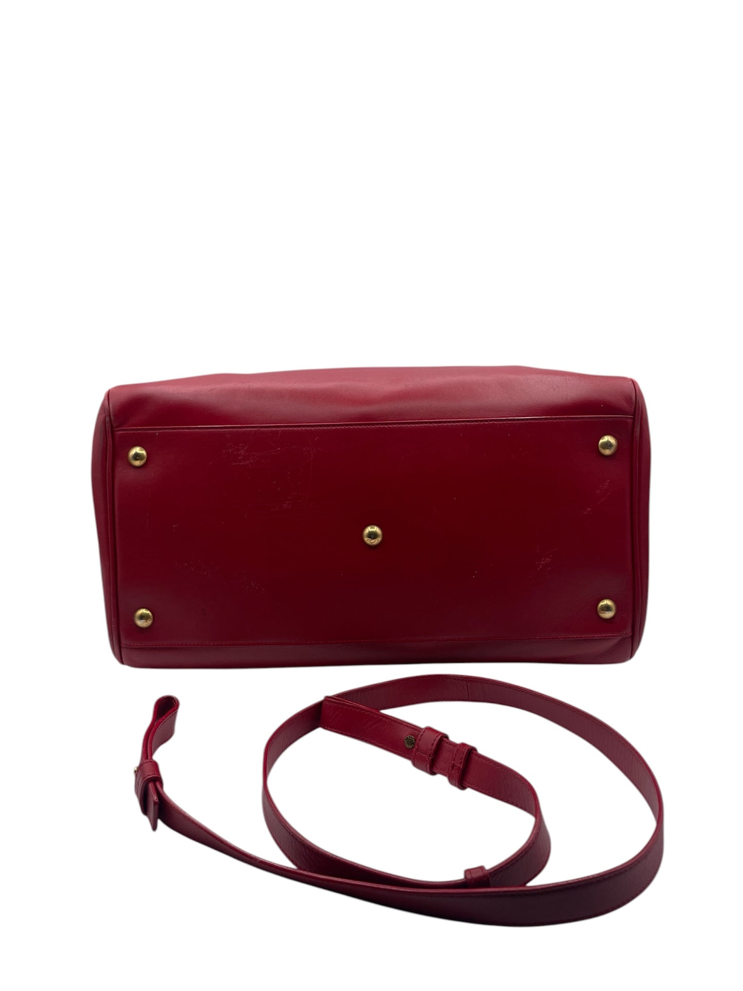 Yves Saint Laurent Cabas Rive Gauche Medium Bowler Bag Red- YSL
