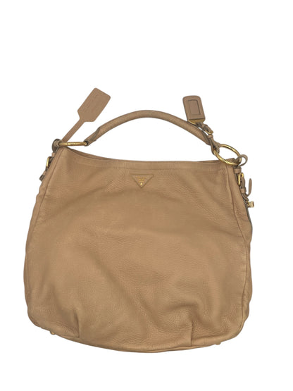 Prada Vitello Daino Leather Hobo w/ Gold Hardware- Tan