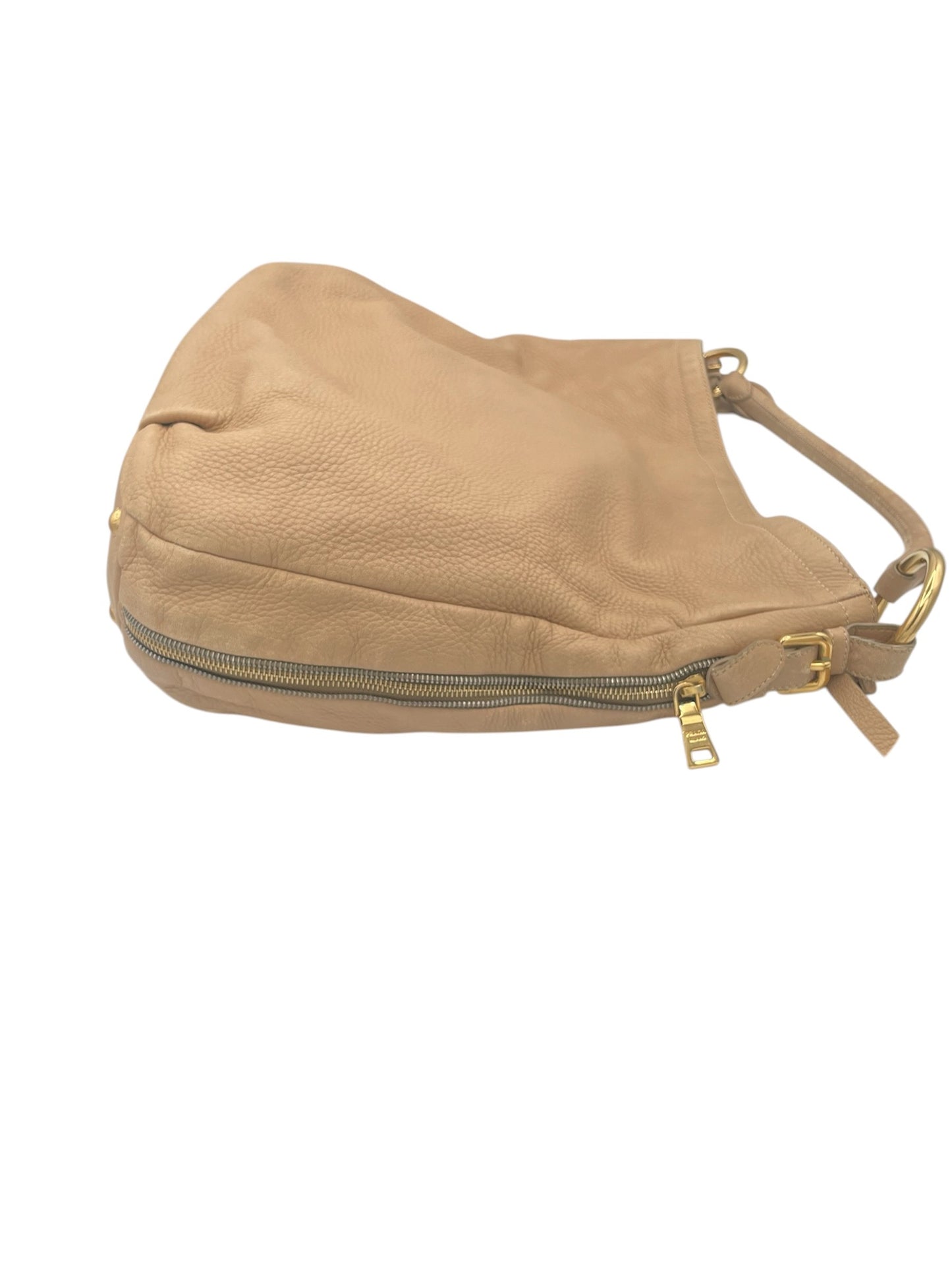Prada Vitello Daino Leather Hobo w/ Gold Hardware- Tan