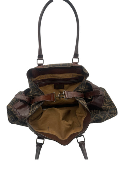 Fendi Zucca Canvas Tote w/ Leather Trim
