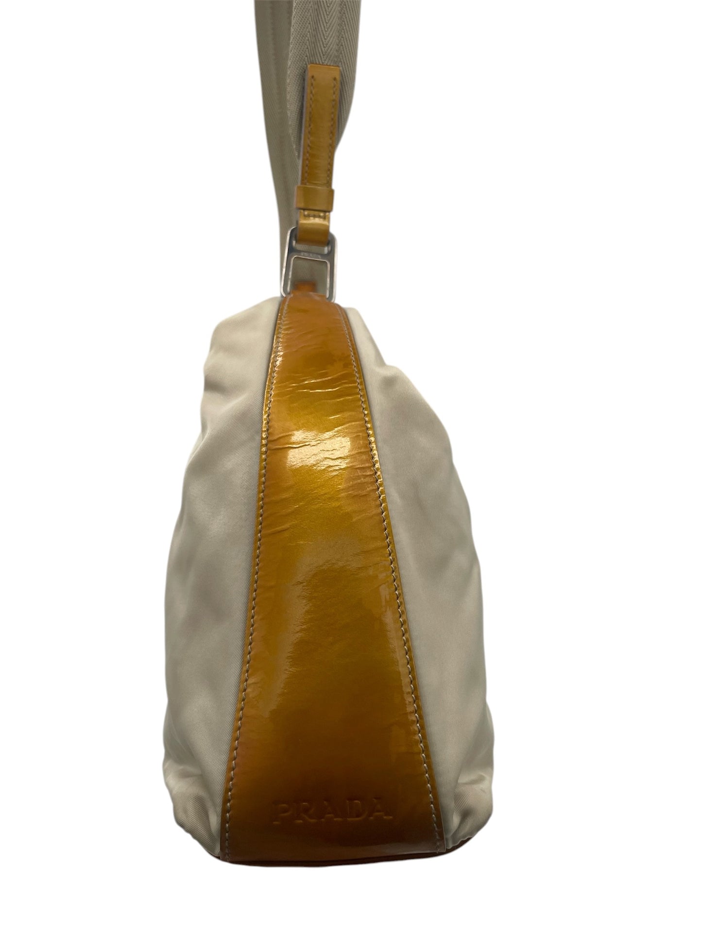 Prada Tessuto Nylon Shoulder Bag w/ Gold Leather Trim