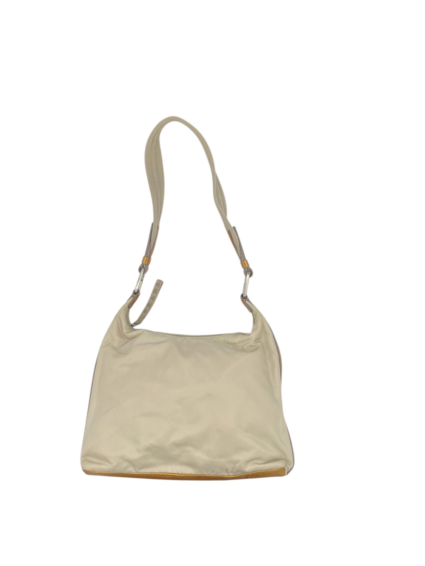 Prada Tessuto Nylon Shoulder Bag w/ Gold Leather Trim