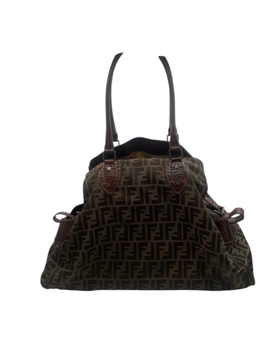 Fendi Zucca Canvas Tote w/ Leather Trim