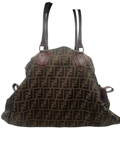 Fendi Zucca Canvas Tote w/ Leather Trim