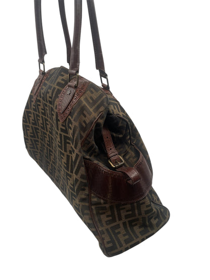 Fendi Zucca Canvas Tote w/ Leather Trim